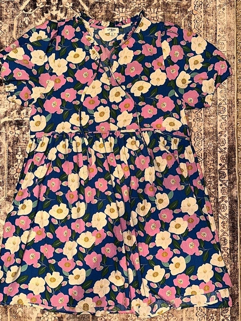 Umgee Women’s Floral Dress Blue & Pink Size Medium
